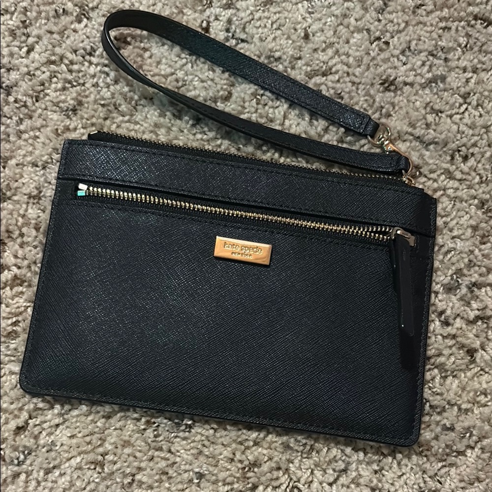 Kate Spade Black Wristlet with Gold Accents